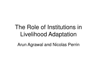 The Role of Institutions in Livelihood Adaptation