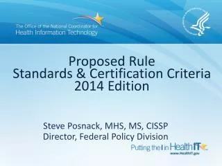 Proposed Rule Standards &amp; Certification Criteria 2014 Edition