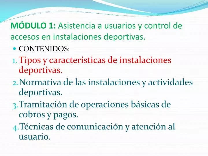 m dulo 1 asistencia a usuarios y control de accesos en instalaciones deportivas