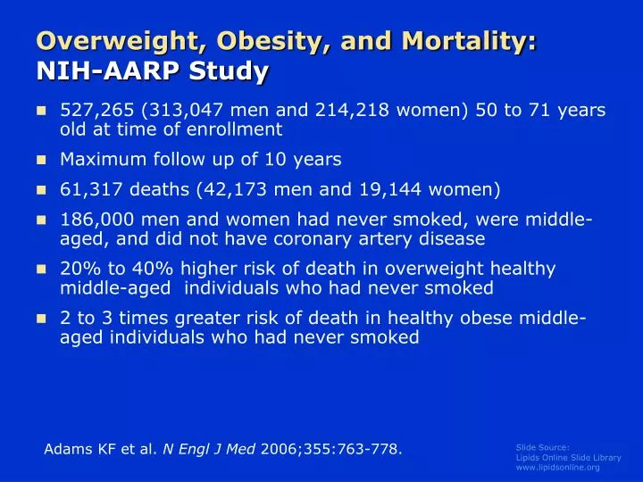 overweight obesity and mortality nih aarp study