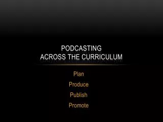 PodCasting Across the Curriculum