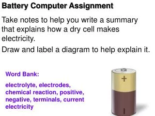 Take notes to help you write a summary that explains how a dry cell makes electricity.