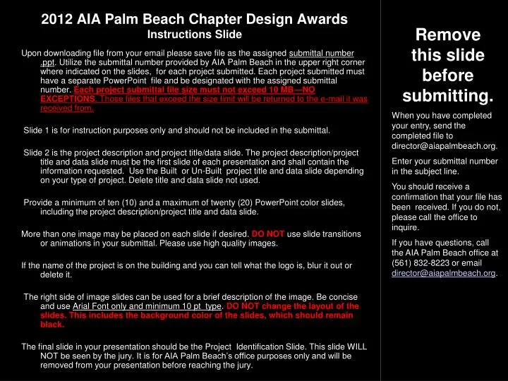 2012 aia palm beach chapter design awards instructions slide