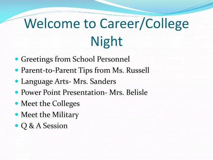 welcome to career college night