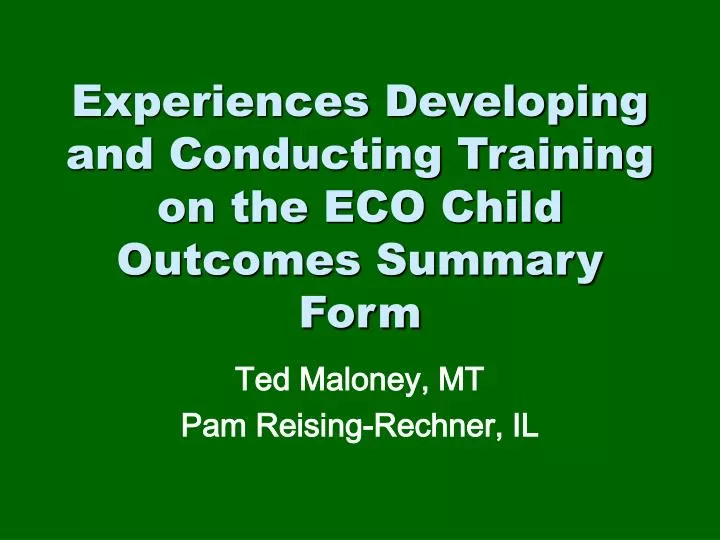 experiences developing and conducting training on the eco child outcomes summary form