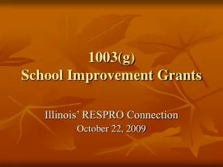 1003(g) School Improvement Grants