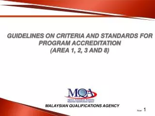 GUIDELINES ON CRITERIA AND STANDARDS FOR PROGRAM ACCREDITATION (AREA 1, 2, 3 AND 8)