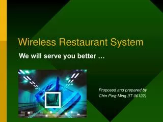 Wireless Restaurant System