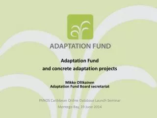 Adaptation Fund and concrete adaptation projects
