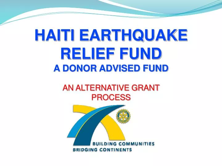 haiti earthquake relief fund a donor advised fund