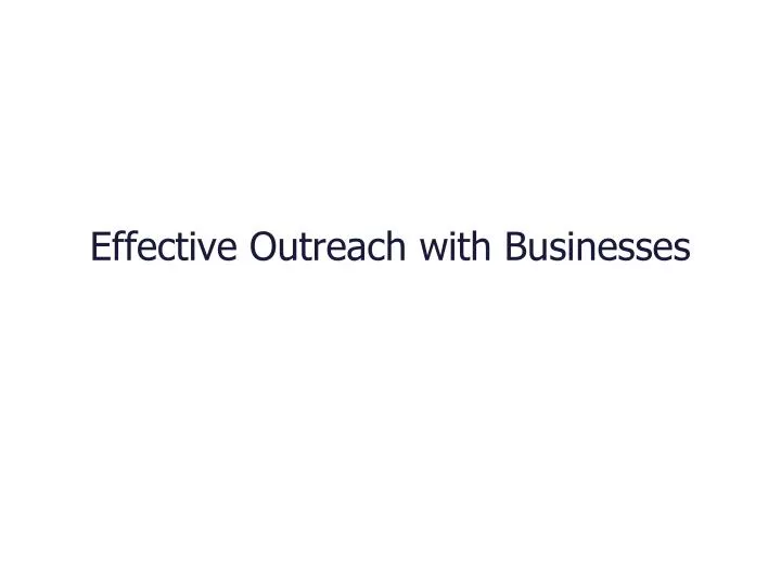 effective outreach with businesses