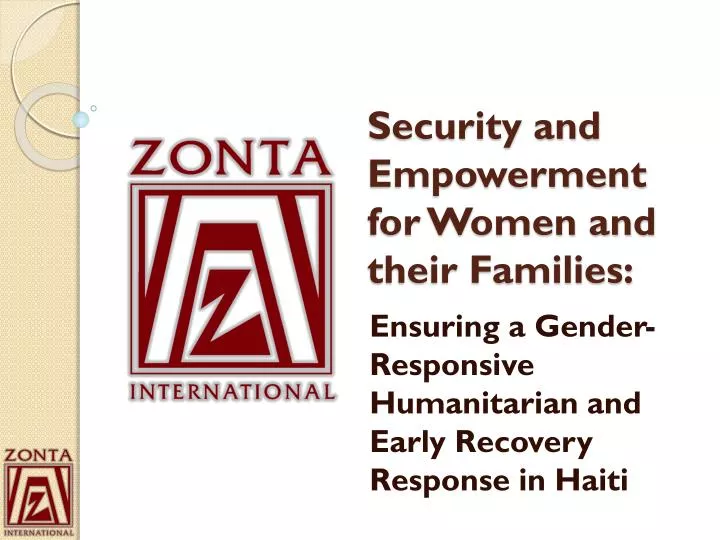 security and empowerment for women and their families