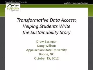 Transformative Data Access: Helping Students Write the Sustainability Story