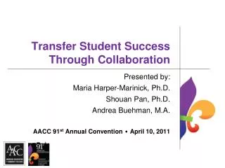 Transfer Student Success Through Collaboration