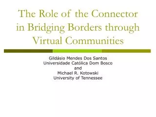 the role of the connector in bridging borders through virtual communities