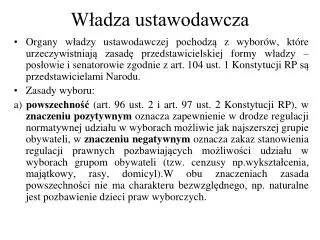 w adza ustawodawcza