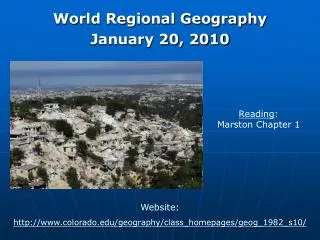World Regional Geography January 20, 2010