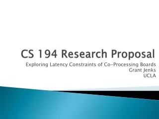 CS 194 Research Proposal
