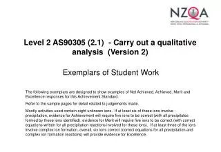 Level 2 AS90305 (2.1) - Carry out a qualitative analysis (Version 2)