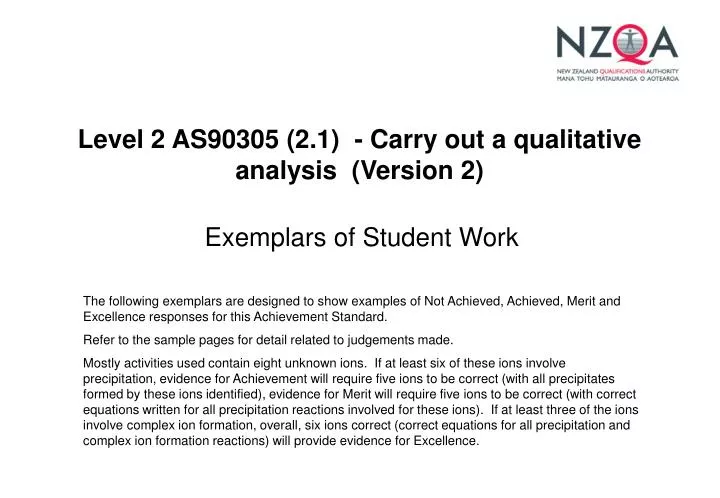 level 2 as90305 2 1 carry out a qualitative analysis version 2