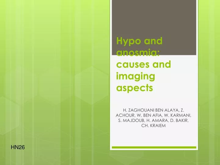 hypo and anosmia causes and imaging aspects