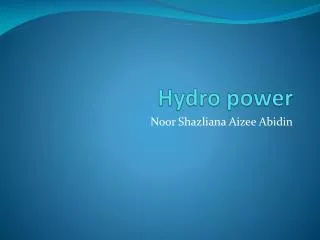 Hydro power