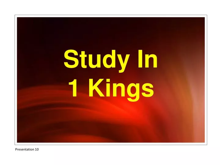 study in 1 kings