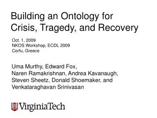 Building an Ontology for Crisis, Tragedy, and Recovery