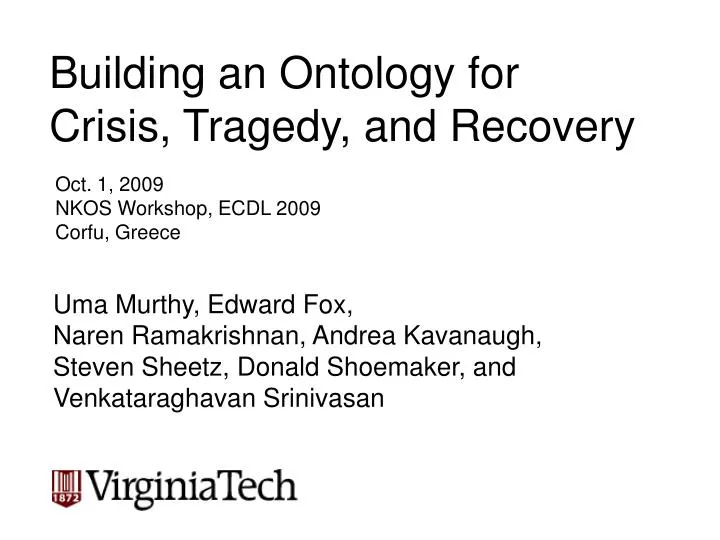 building an ontology for crisis tragedy and recovery