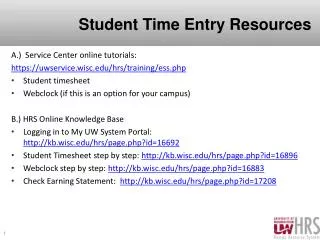 Student Time Entry Resources