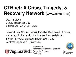 CTRnet: A Crisis, Tragedy, &amp; Recovery Network (ctrnet)