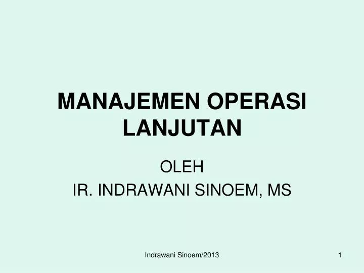 manajemen operasi lanjutan