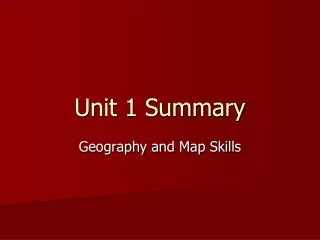 Unit 1 Summary