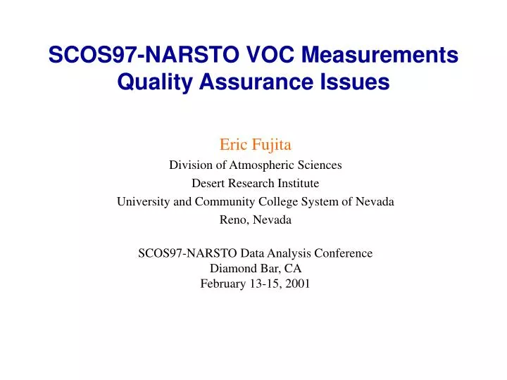 scos97 narsto voc measurements quality assurance issues
