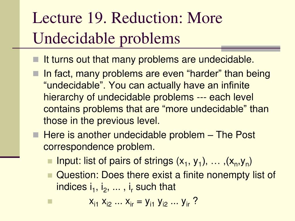 PPT - Exploring Undecidable Problems and Reductions in Computability ...