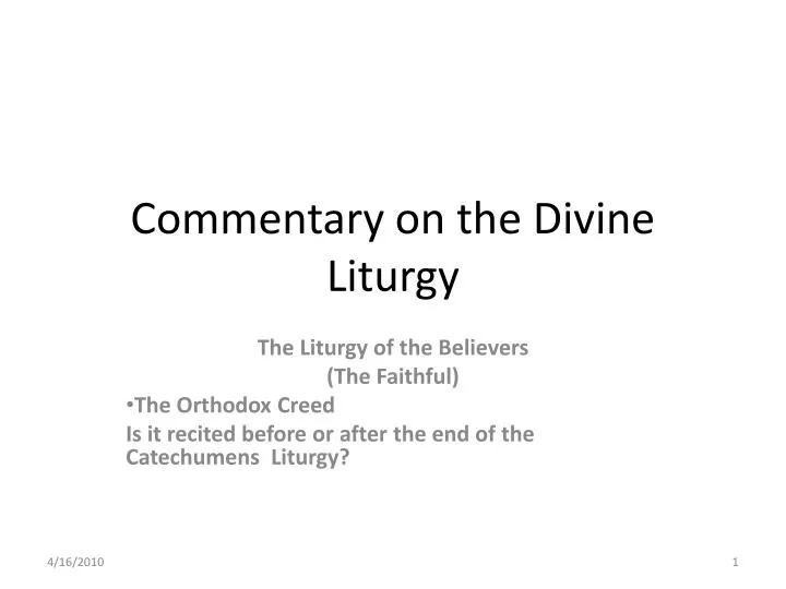 commentary on the divine liturgy