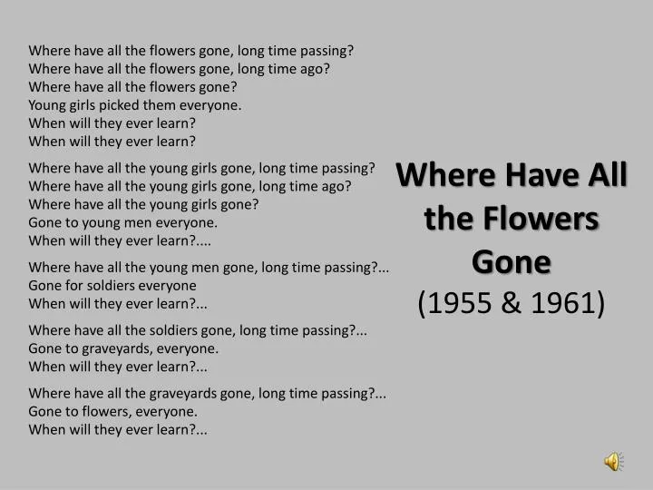 where have all the flowers gone 1955 1961