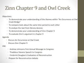 Zinn Chapter 9 and Owl Creek