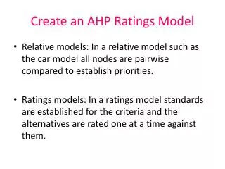 Create an AHP Ratings Model