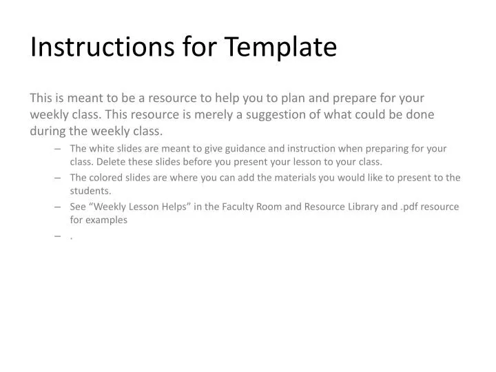 instructions for template