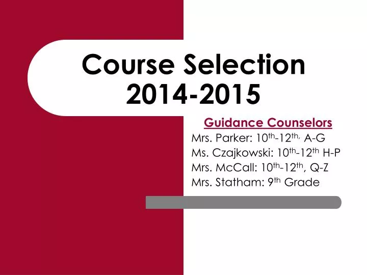 course selection 2014 2015