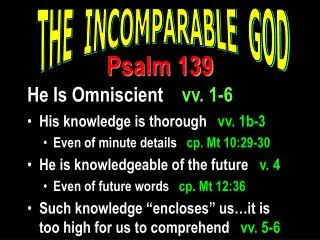 THE INCOMPARABLE GOD
