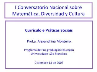 i conversatorio nacional sobre matem tica diversidad y cultura