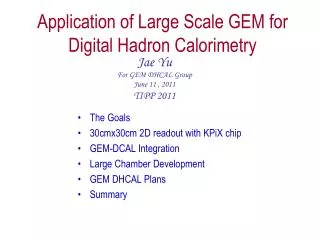 Application of Large Scale GEM for Digital Hadron Calorimetry