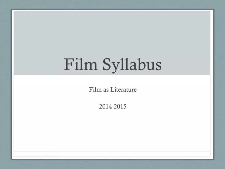 film syllabus