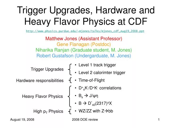 trigger upgrades hardware and heavy flavor physics at cdf