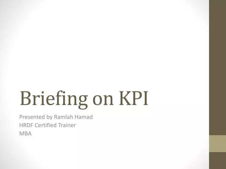 briefing on kpi