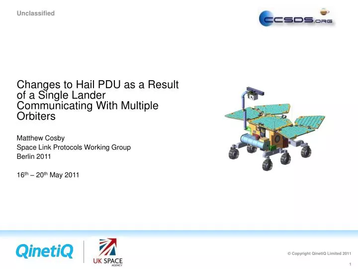 changes to hail pdu as a result of a single lander communicating with multiple orbiters