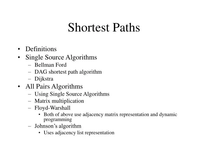 shortest paths