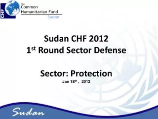 Sudan CHF 2012 1 st Round Sector Defense Sector: Protection Jan 18 th , 2012